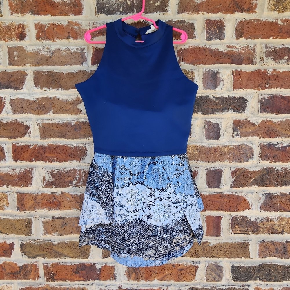 Kids Blue and Black Lace Matching Set